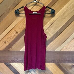 Free People Deep Red Ribbed Top